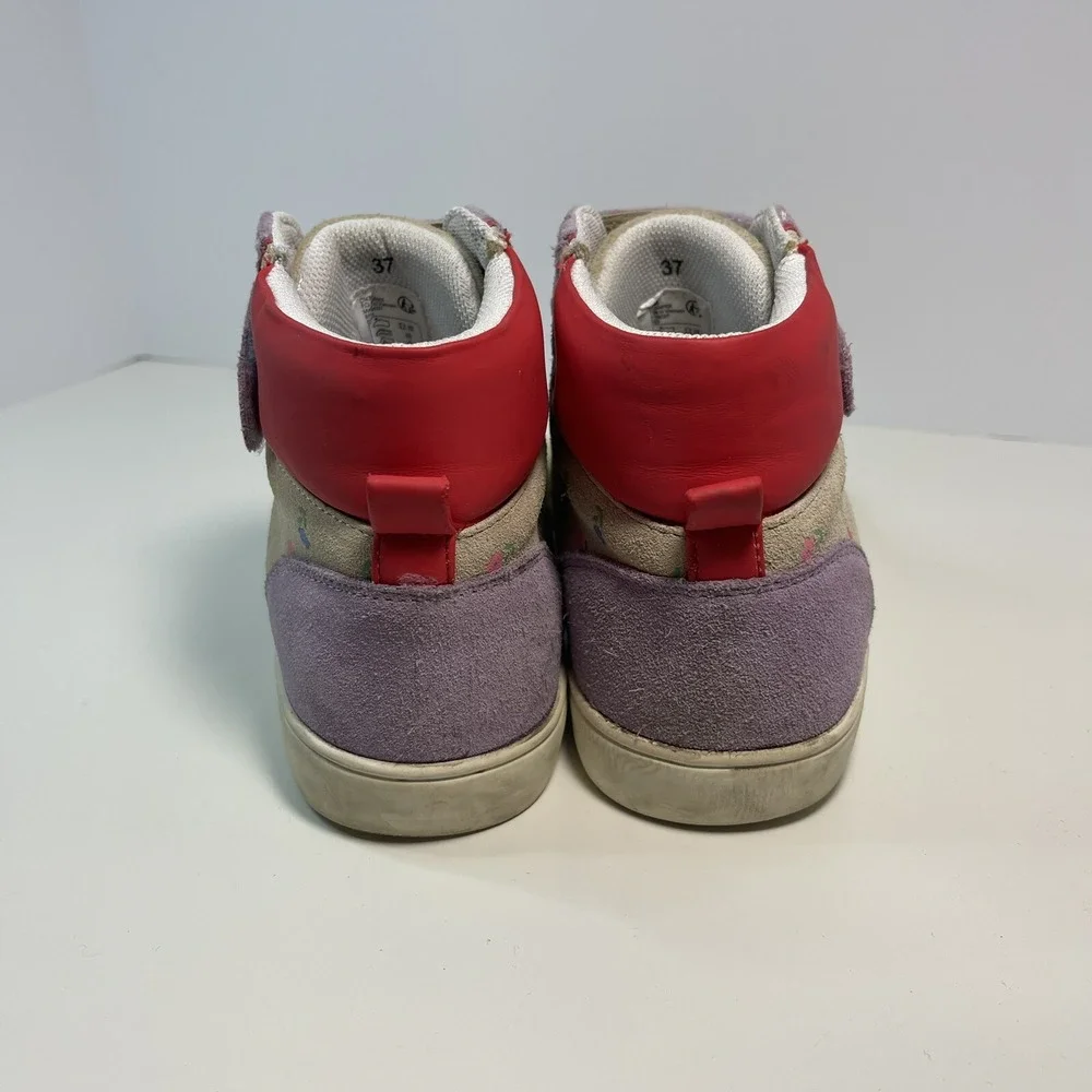 Mini‎ Boden Hightop Girls Trainer Tennis Shoes EUR 37 US Girls 5 Purple Flowers